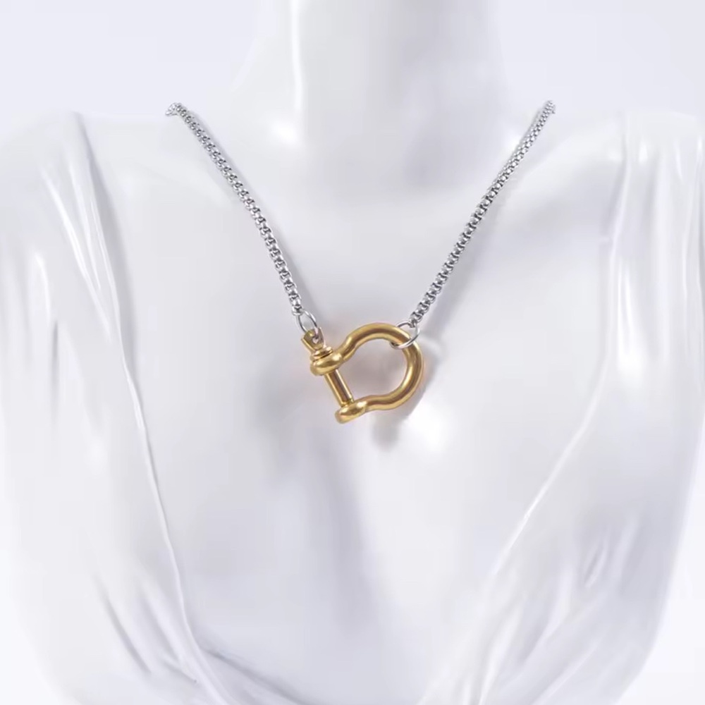Stainless Steel Horseshoe  “U” Charm Necklace  Gold/Silver Color